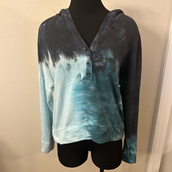 Te Verde Tie Dye Teal Blue hooded sweatshirt size medium - Picture 1 of 6
